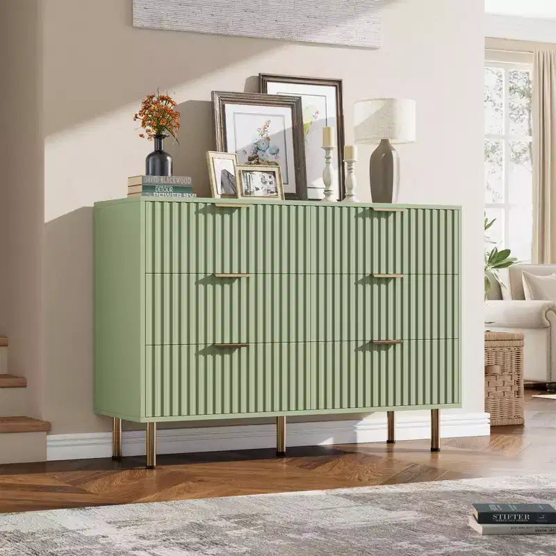 Commode à 6 tiroirs, commode de chambre moderne en bois avec tiroirs de rangement, meuble TV de style ferme pour salon, chambre à coucher, couloir