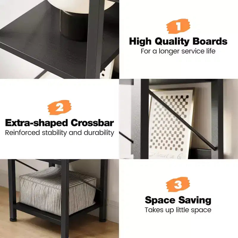 Bookshelf Narrow Bookcase Tall Skinny Storage Rack Shelf 6 Tier Standing Bookshelves Metal Frame Rustic Display Racks Industrial Book Shelf for Bedroo