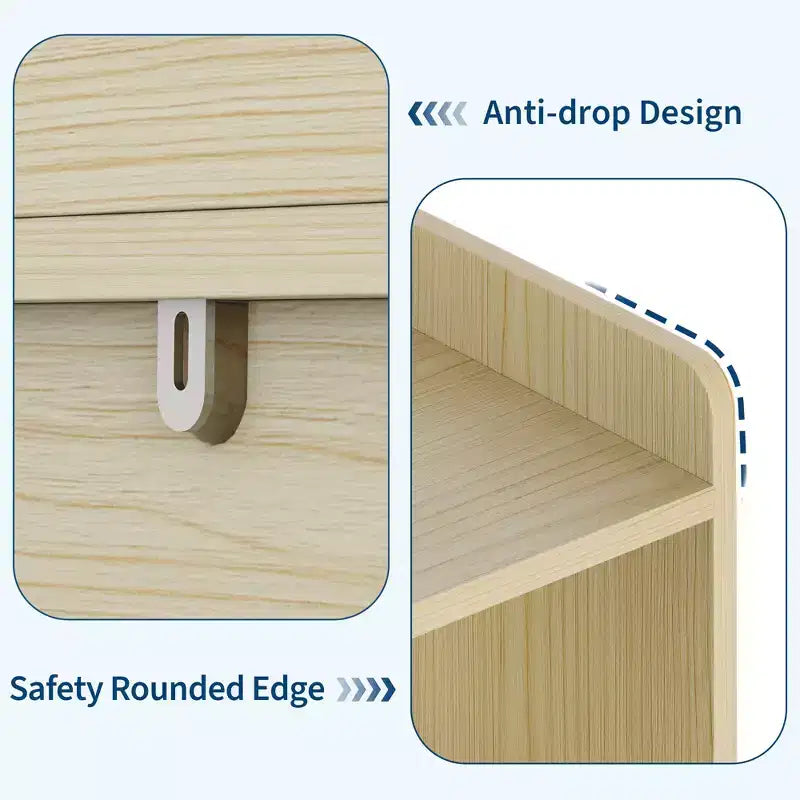 Toy Storage Organizer with 2 Movable Drawers, Toy Organizer with 5 Open Cubbies, Multifunctional Floor Storage Chest for Playroom