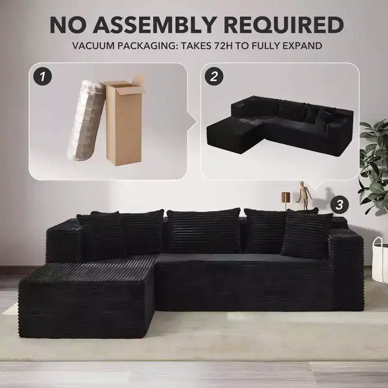 COZONY 106 Cloud Sectional with L-Shaped Chaise, Modern Modular Deep-Seat Sofa, Upholstered, Left-Facing