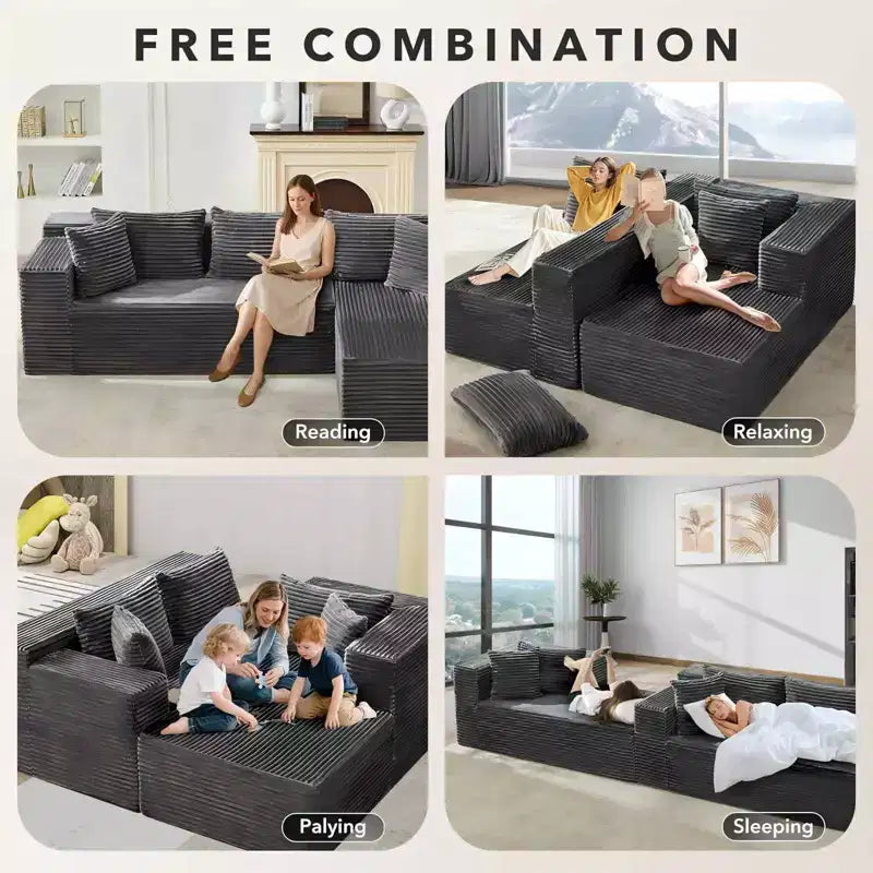 COZONY 106 Cloud Sectional with L-Shaped Chaise, Modern Modular Deep-Seat Sofa, Upholstered, Left-Facing