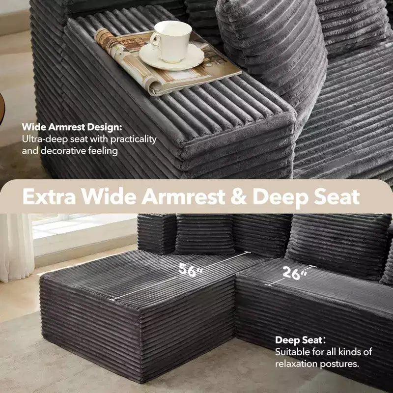 COZONY 106 Cloud Sectional with L-Shaped Chaise, Modern Modular Deep-Seat Sofa, Upholstered, Left-Facing
