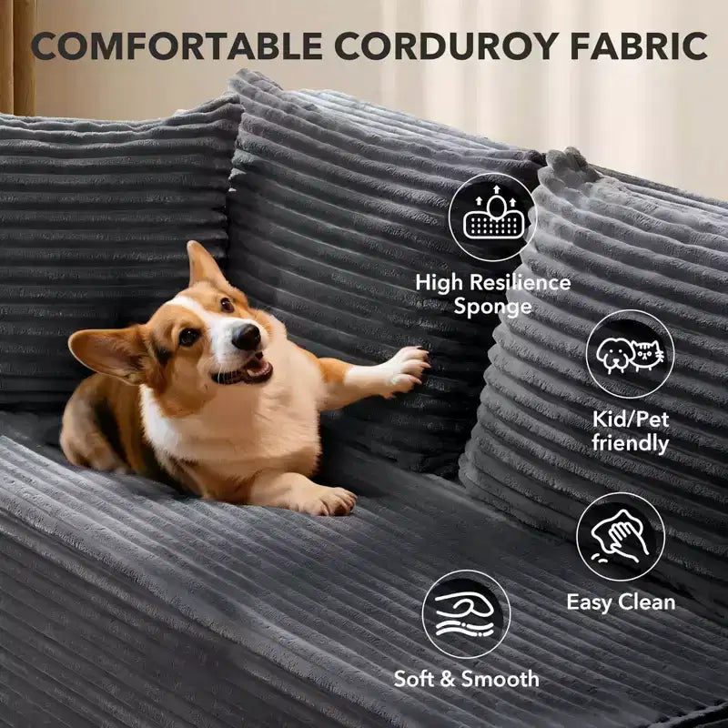 COZONY 106 Cloud Sectional with L-Shaped Chaise, Modern Modular Deep-Seat Sofa, Upholstered, Left-Facing