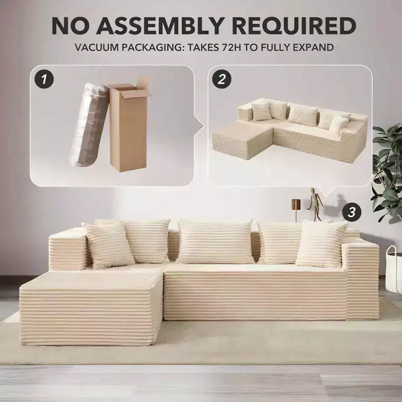 COZONY 106 Cloud Sectional with L-Shaped Chaise, Modern Modular Deep-Seat Sofa, Upholstered, Left-Facing