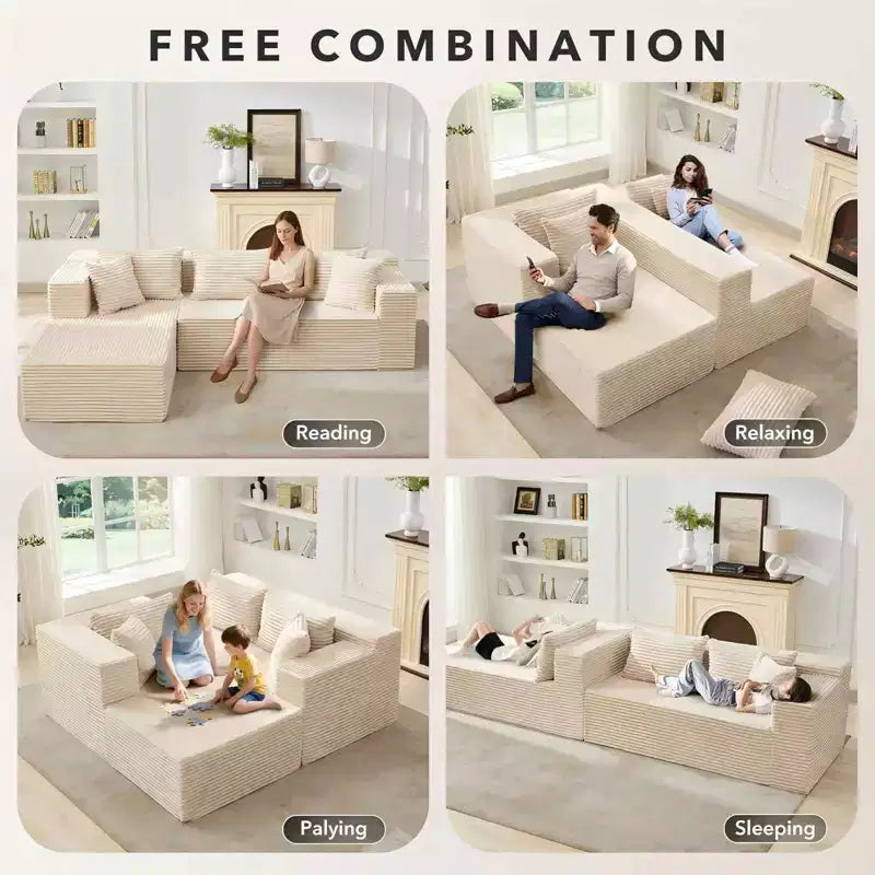 COZONY 106 Cloud Sectional with L-Shaped Chaise, Modern Modular Deep-Seat Sofa, Upholstered, Left-Facing