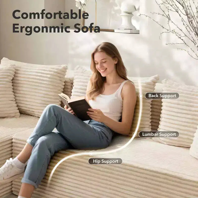 COZONY 106 Cloud Sectional with L-Shaped Chaise, Modern Modular Deep-Seat Sofa, Upholstered, Left-Facing