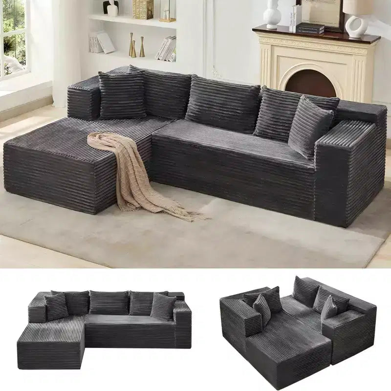 COZONY 106 Cloud Sectional with L-Shaped Chaise, Modern Modular Deep-Seat Sofa, Upholstered, Left-Facing