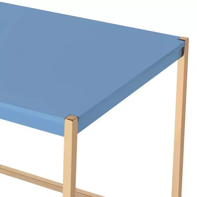 Okak 42.5IN Writing Desk with USB Ports, Standing Desk with Golden Metal Base, Computer Desk for Living Room, Office, Reading Room