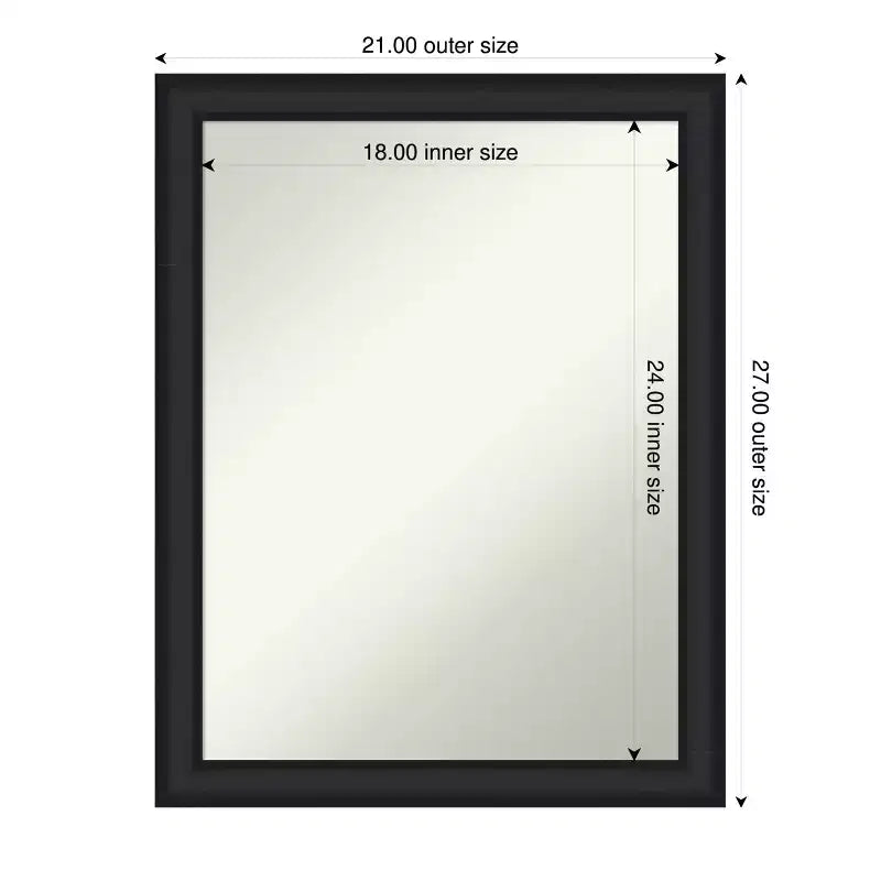 Amanti Art Oliver Narrow Non-Beveled Wood Framed Bathroom Vanity Wall Mirror