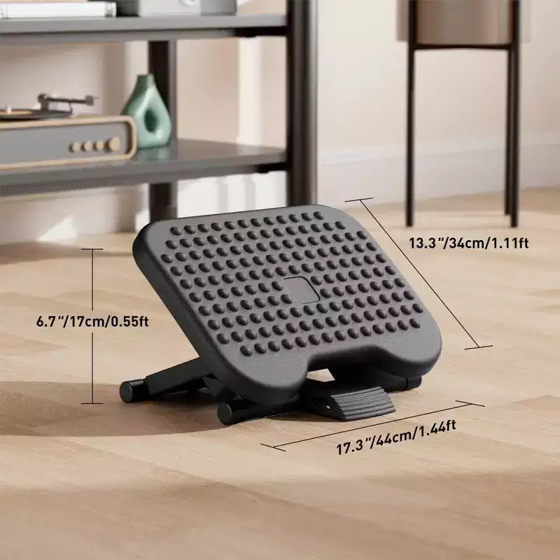 Desk Footrest, Foot Rest for Under Desk at Work with Massage, There are 3 height positions with a 30 degree tilt angle adjustment