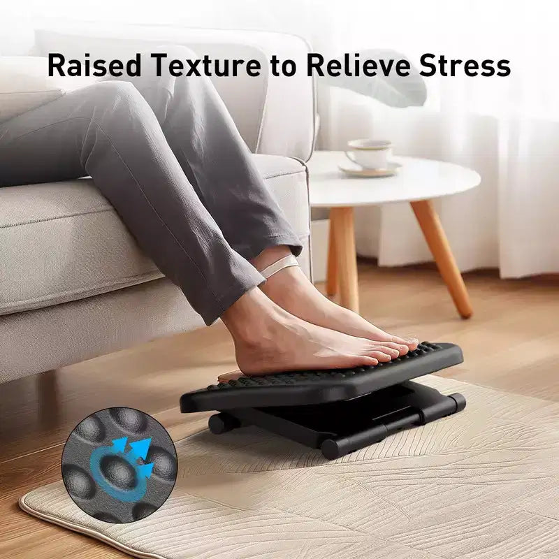 Desk Footrest, Foot Rest for Under Desk at Work with Massage, There are 3 height positions with a 30 degree tilt angle adjustment