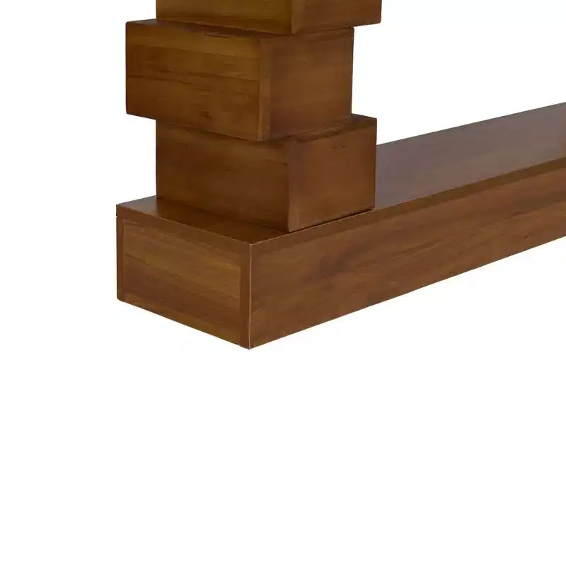 GDFStudio Ada Rustic Geometric Block Stacked Wood Console Table