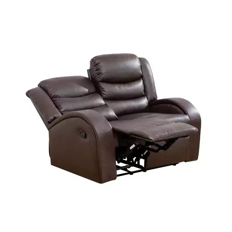 MAYEERTY Faux Leather Reclining Loveseat, 2-Seat Adjustable Backrest Recliner for Living Room, Brown
