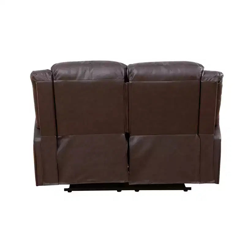 MAYEERTY Faux Leather Reclining Loveseat, 2-Seat Adjustable Backrest Recliner for Living Room, Brown