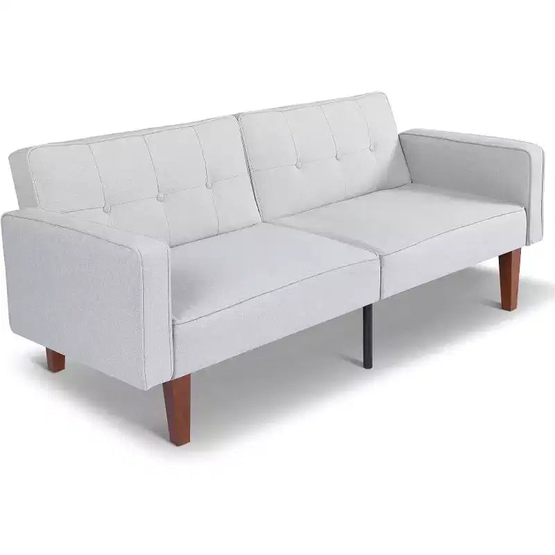 Zevemomo Convertible Sofa Bed With Adjustable Backrest,Functions As A Recliner And Loveseat,Foam And Spring Cushions,White