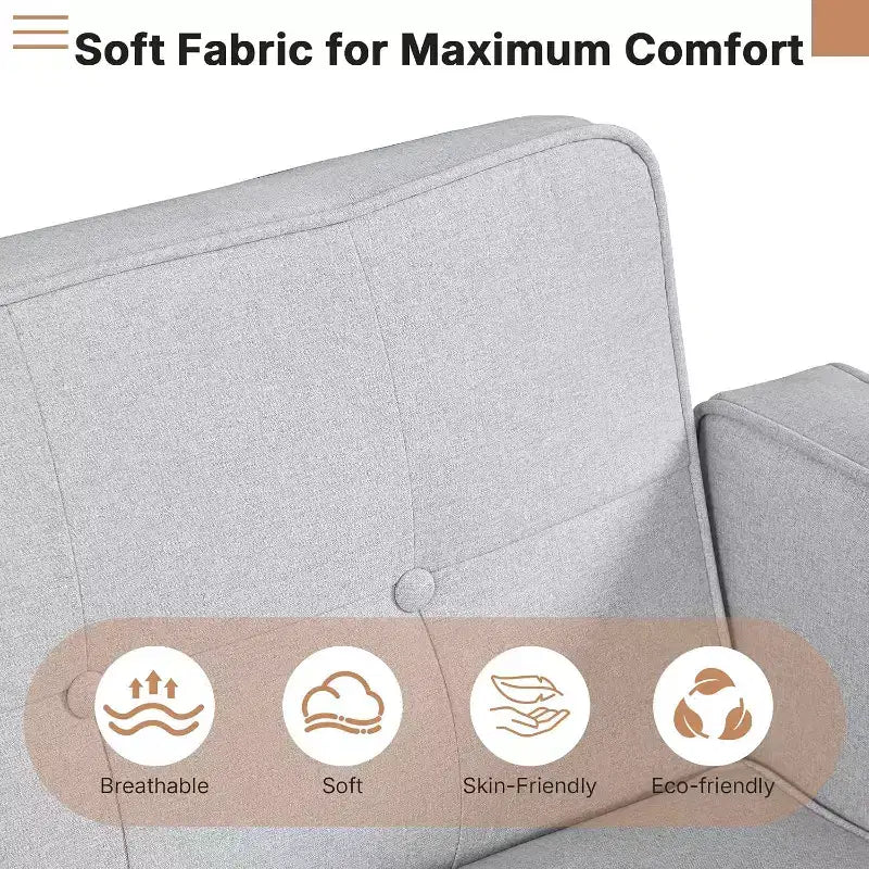 Zevemomo Convertible Sofa Bed With Adjustable Backrest,Functions As A Recliner And Loveseat,Foam And Spring Cushions,White