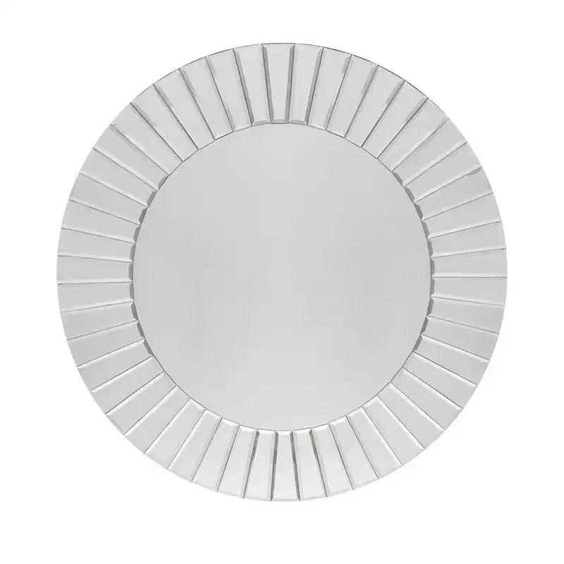 HomeRoots 24 Clear Round Beveled Glass Framed Accent Mirror