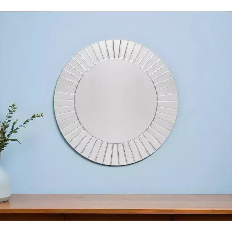 HomeRoots 24 Clear Round Beveled Glass Framed Accent Mirror