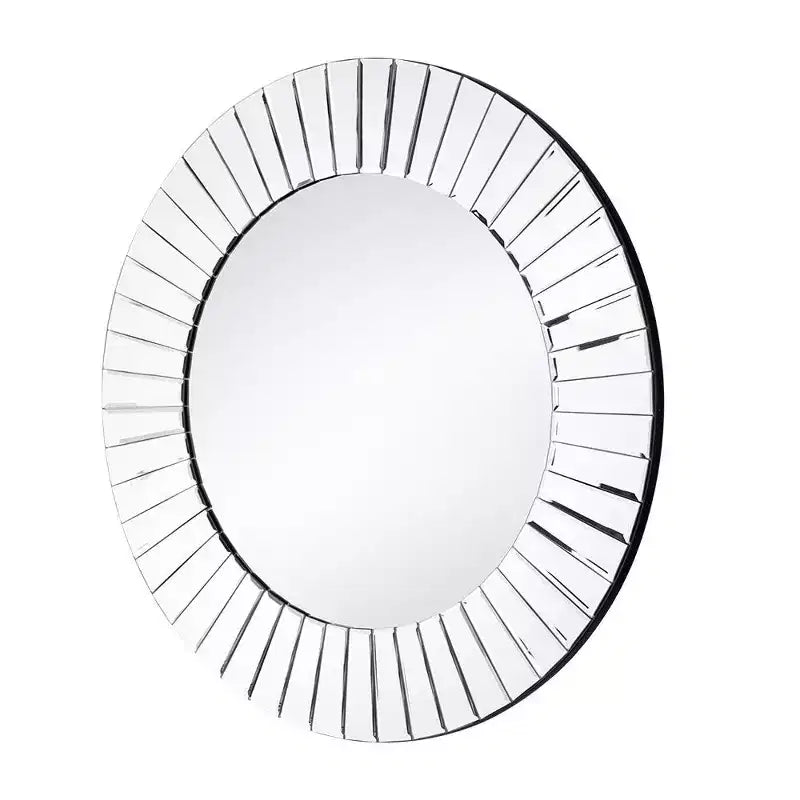 HomeRoots 24 Clear Round Beveled Glass Framed Accent Mirror