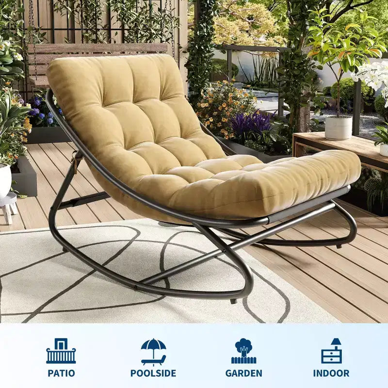 Modern Rocking Chair for Adults, Oversized Egg Chair with Adjustable Tilt & Removable Cushion, Upholstered Rocker Chair for Living Room,Patio