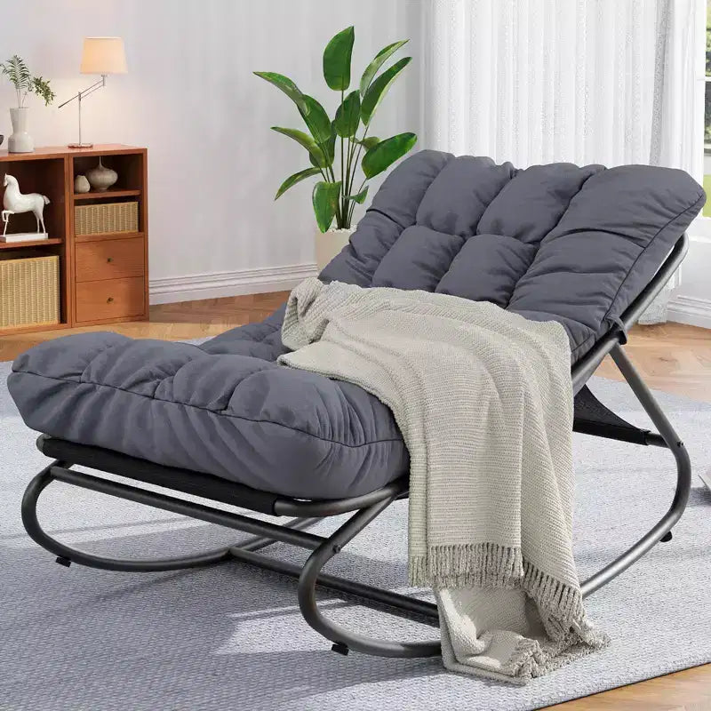 Modern Rocking Chair for Adults, Oversized Egg Chair with Adjustable Tilt & Removable Cushion, Upholstered Rocker Chair for Living Room,Patio