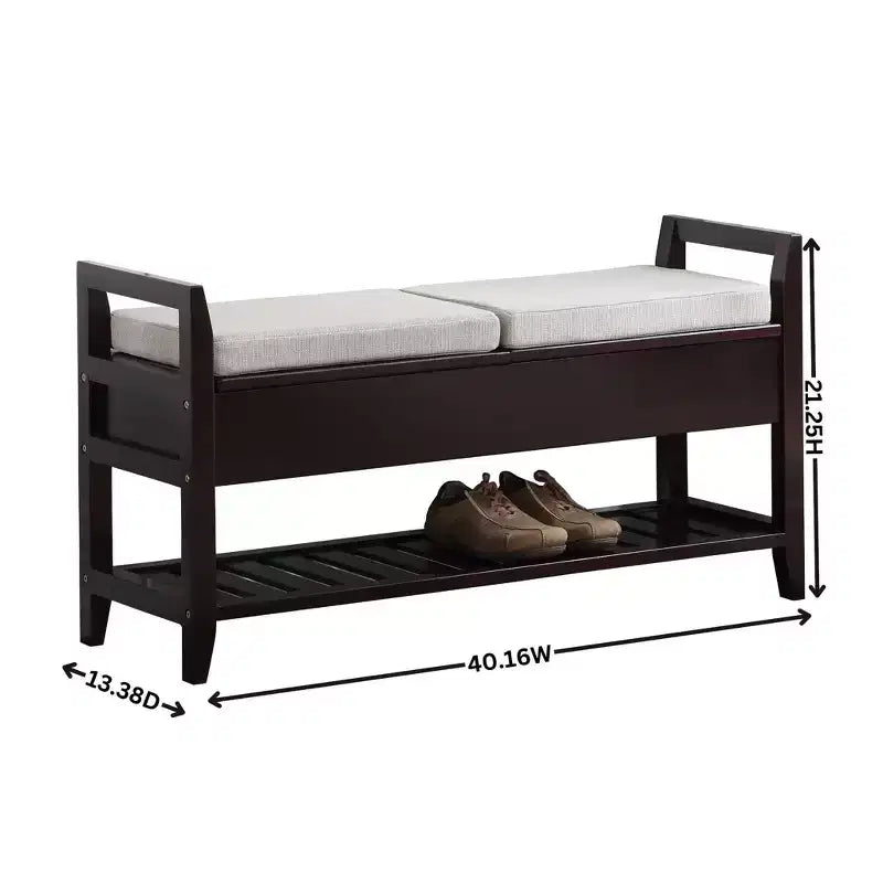 Homy Casa Storage Shoe Bench with Cushion, Wood Entryway Organizer, Espresso