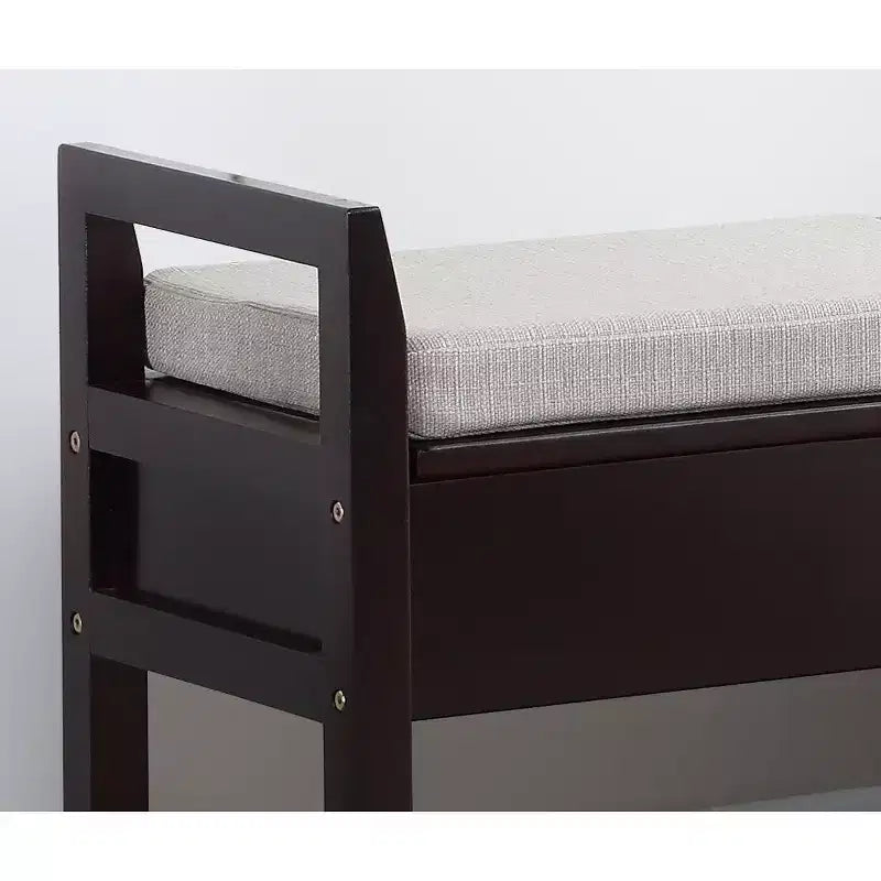 Homy Casa Storage Shoe Bench with Cushion, Wood Entryway Organizer, Espresso