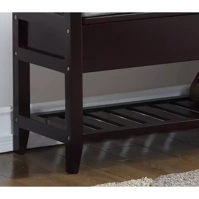 Homy Casa Storage Shoe Bench with Cushion, Wood Entryway Organizer, Espresso