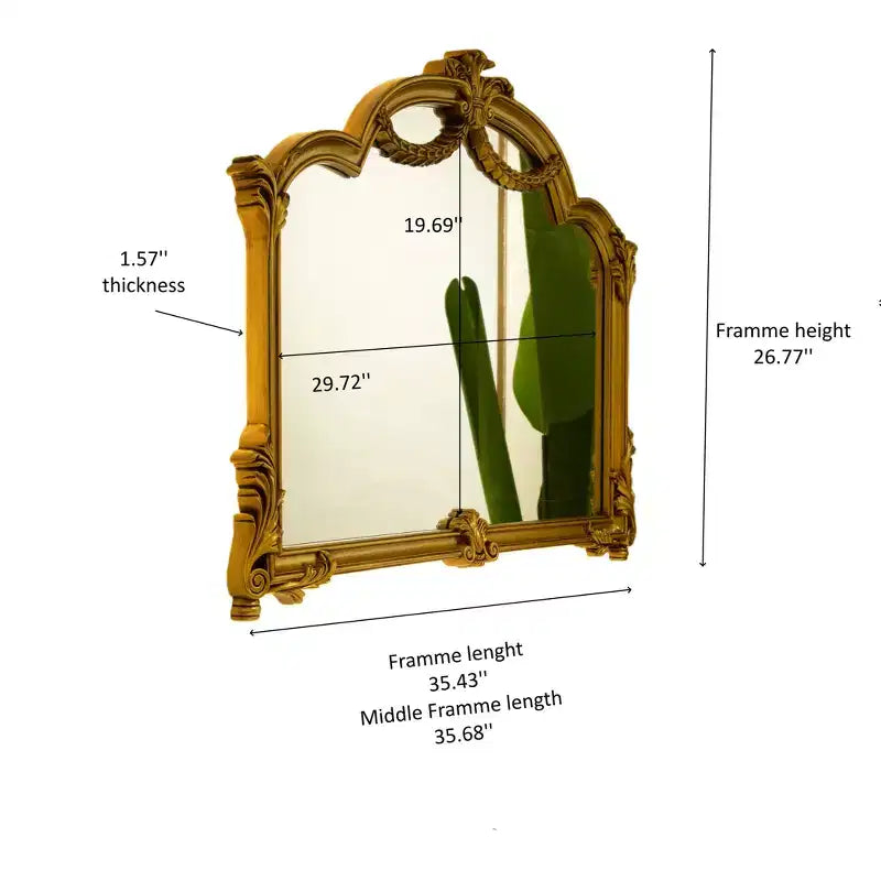 GDFStudio Veda Baroque Revival Style Irregular Faux Leather Decorative Wall Mirror with 3-Color Adjustable Light