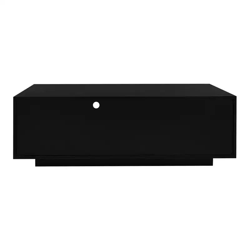Modern Coffee Table with LED Lights, Rectangle Stylish Center Table with Storage Space, High Glossy Coffee Table for Living Room, Black