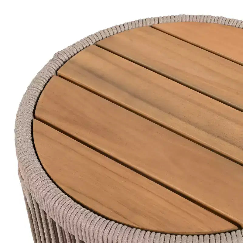 MAYEERTY 1 Pack Rustic Modern Side Table, Acacia Wood & Rope End Table for Living Room, Bedroom, Patio