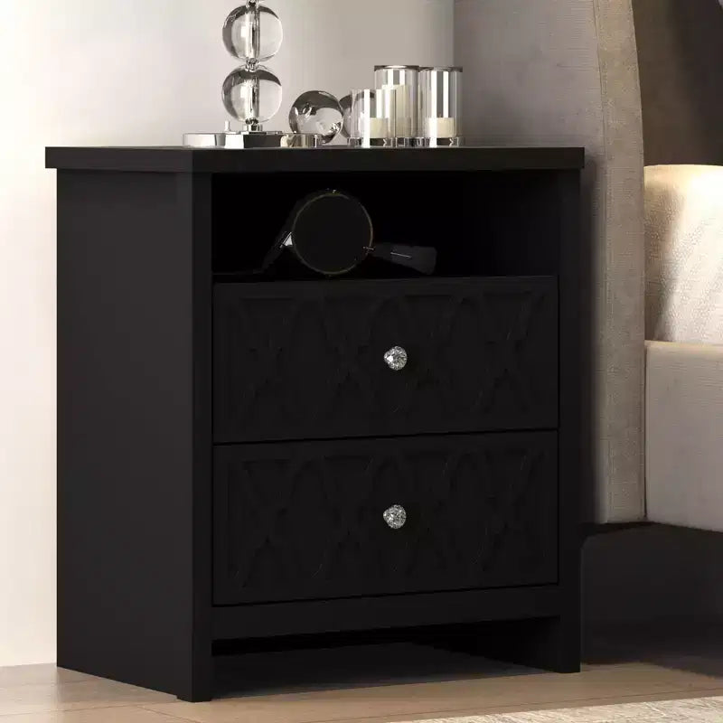 Galano 2-Drawer Nightstand with Open Shelf 22.8 W  15.7 D  26.8 H
