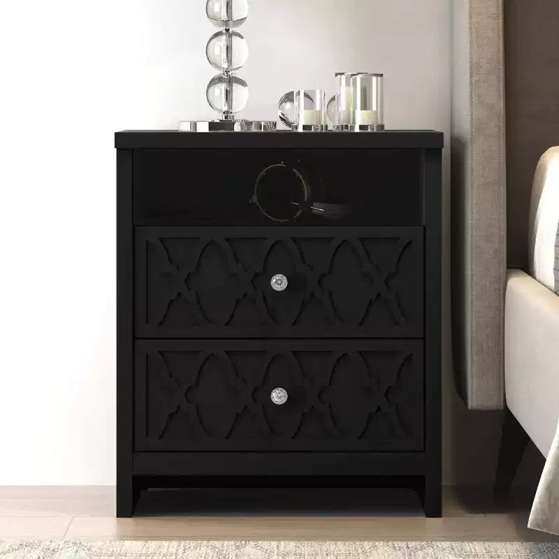 Galano 2-Drawer Nightstand with Open Shelf 22.8 W  15.7 D  26.8 H