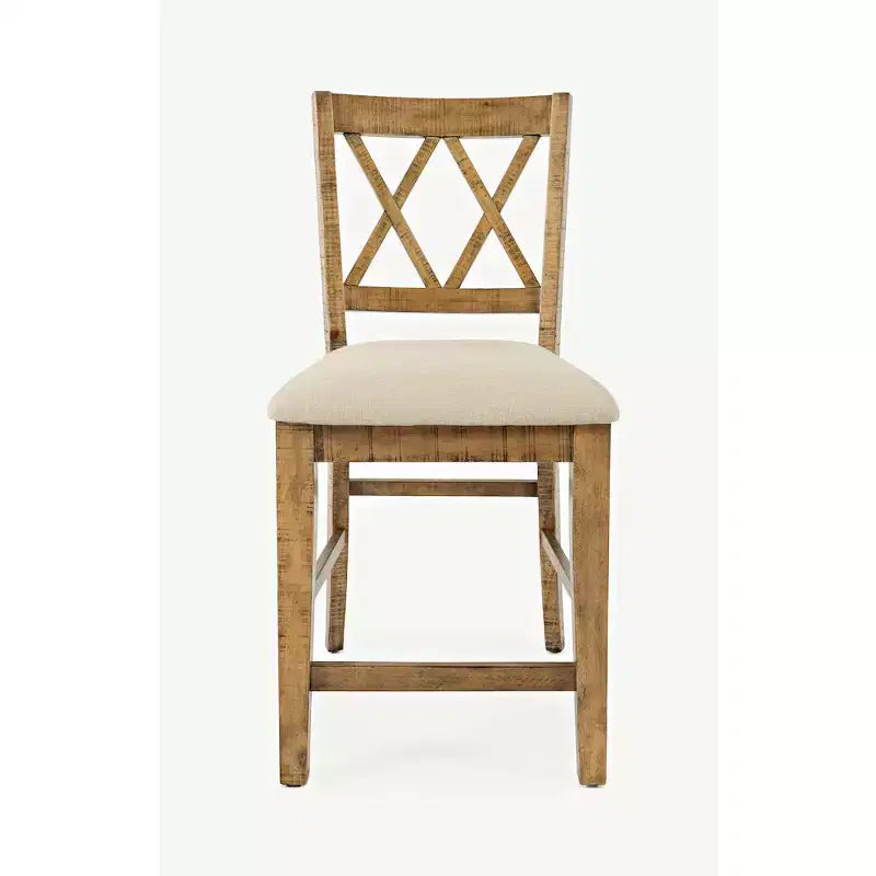 Jofran, Telluride Rustic Farmhouse Solid Wood Upholstered Counter Stool (Set of 2)