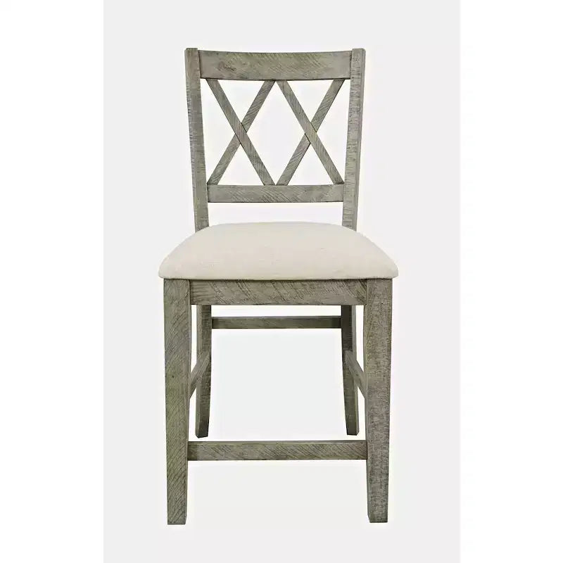 Jofran, Telluride Rustic Farmhouse Solid Wood Upholstered Counter Stool (Set of 2)