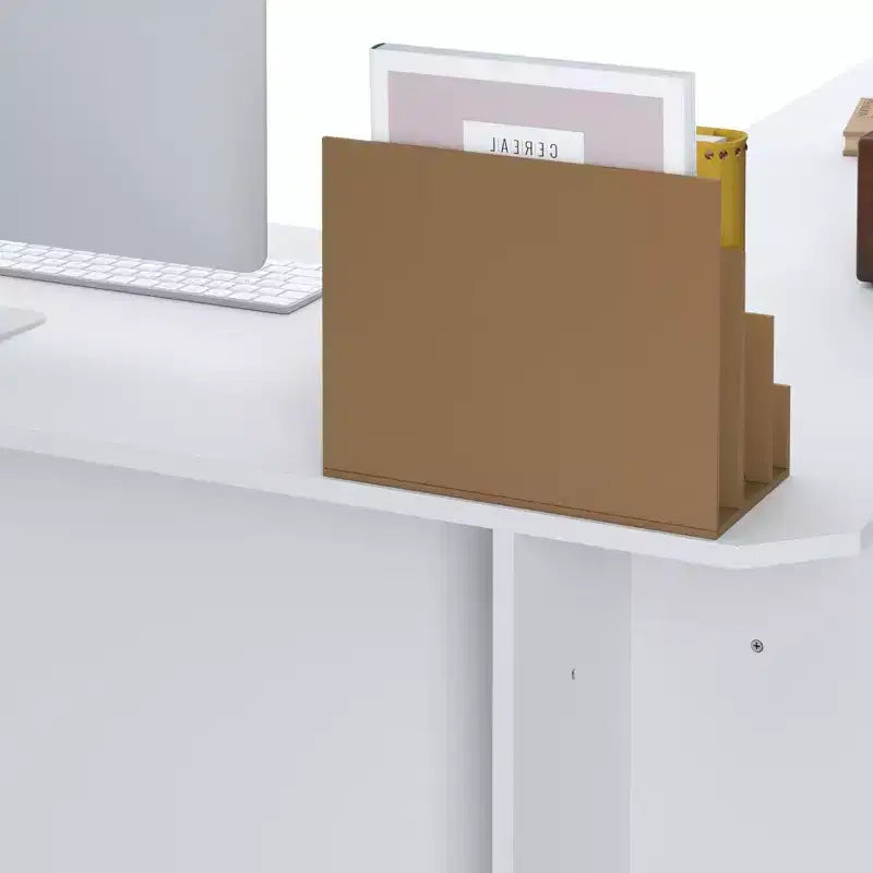 HOMLUX L Shaped Computer Desk 53 Corner Study Writing Desk w/Open Compartment & 2 Cable Management Holes
