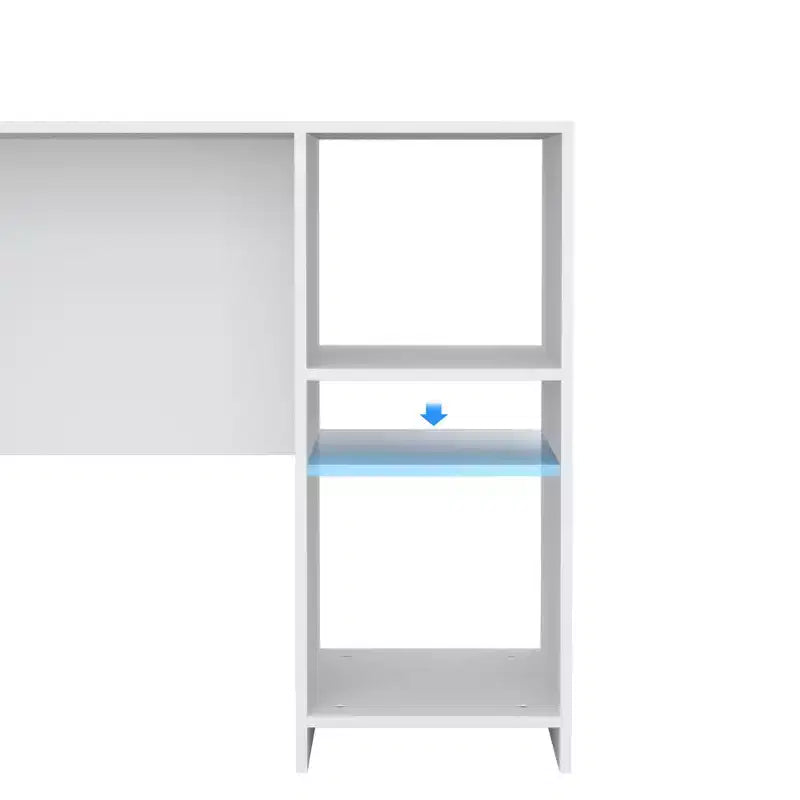 HOMLUX L Shaped Computer Desk 53 Corner Study Writing Desk w/Open Compartment & 2 Cable Management Holes
