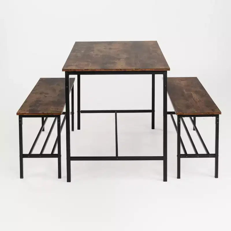 Homy Casa 3-Piece Small Space Dining Table Set with Metal Frame, Engineered Wood Top, Brown