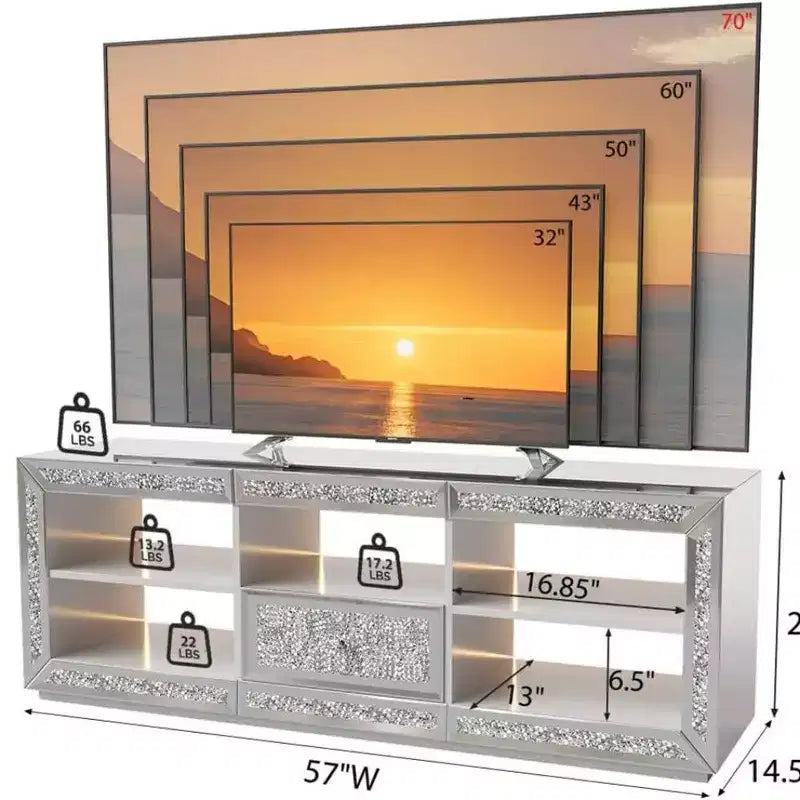 Karl Home Silver Mirrored TV Stand