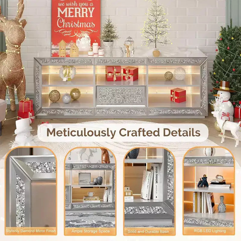 Karl Home Silver Mirrored TV Stand