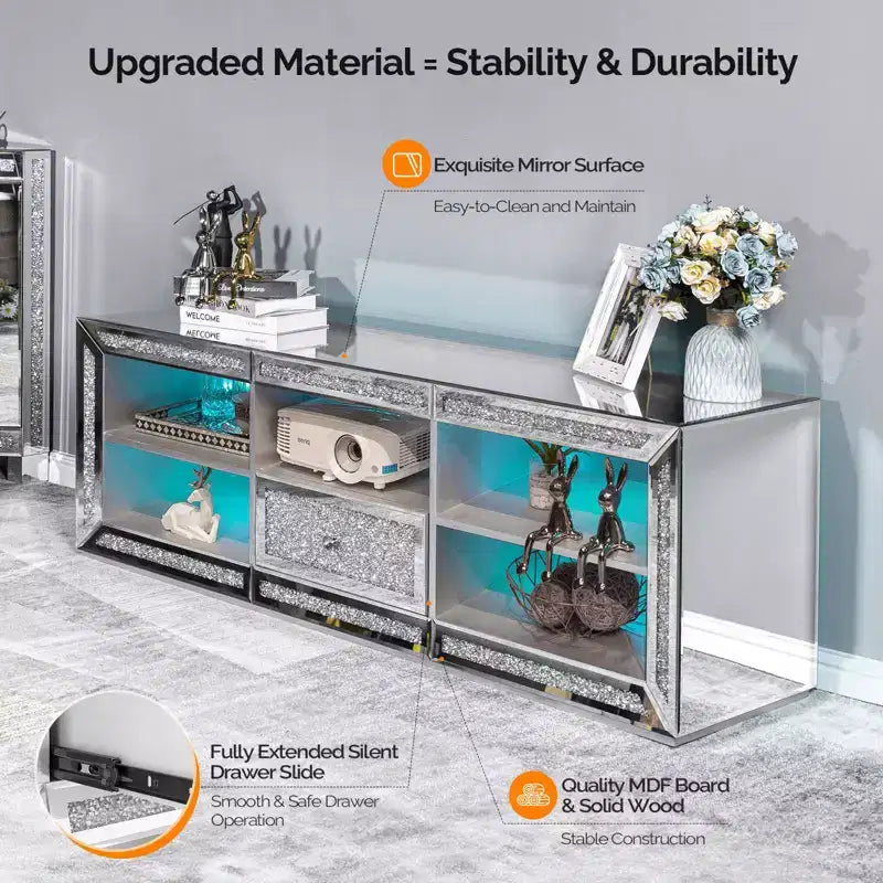 Karl Home Silver Mirrored TV Stand