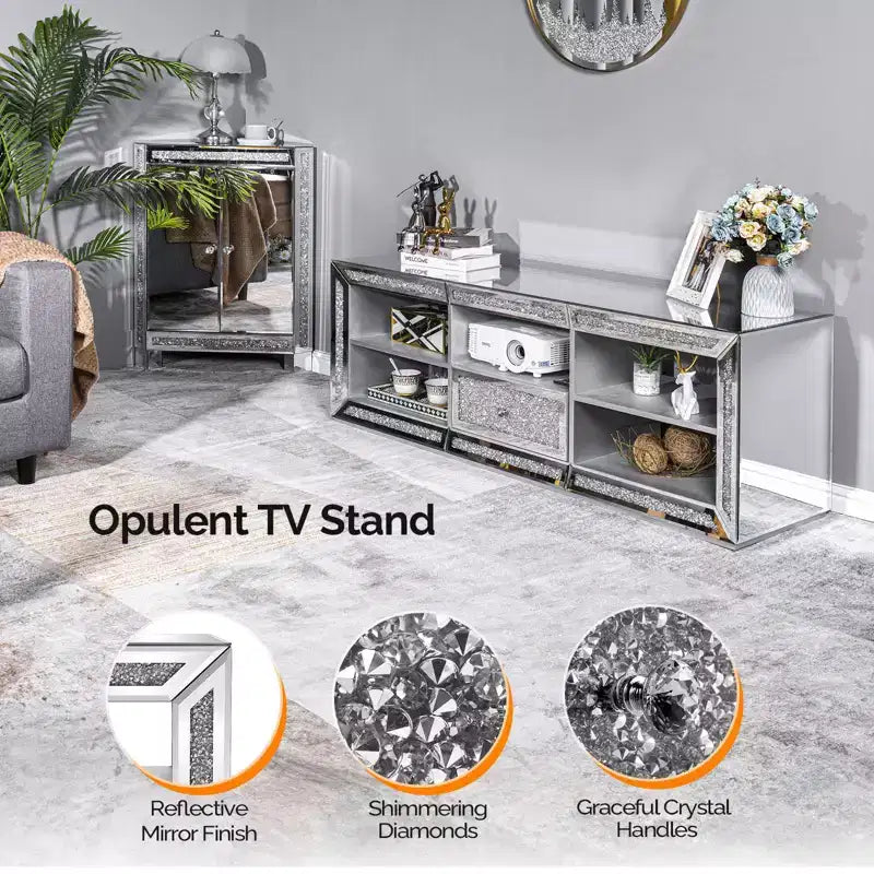Karl Home Silver Mirrored TV Stand