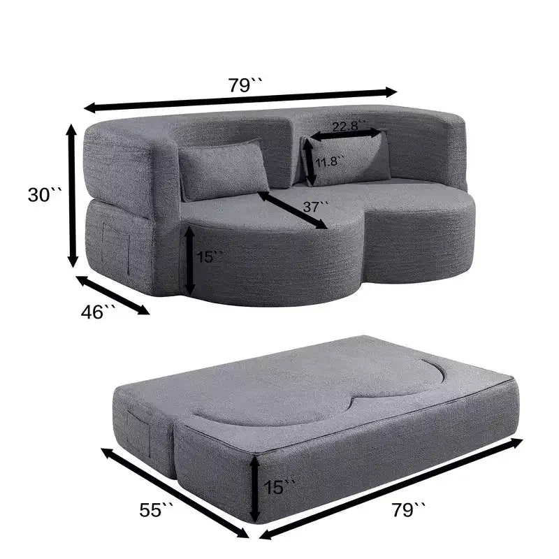 GDFStudio Kian 79 Modern Folding Boneless Corduroy Upholstered Sofa Bed