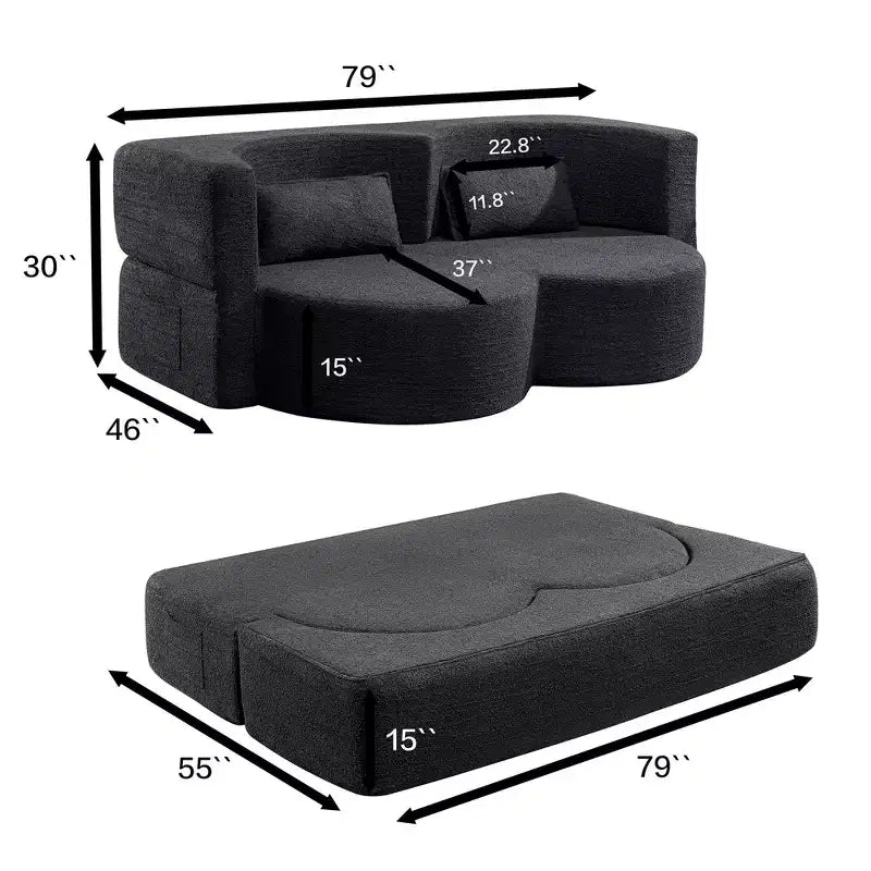 GDFStudio Kian 79 Modern Folding Boneless Corduroy Upholstered Sofa Bed