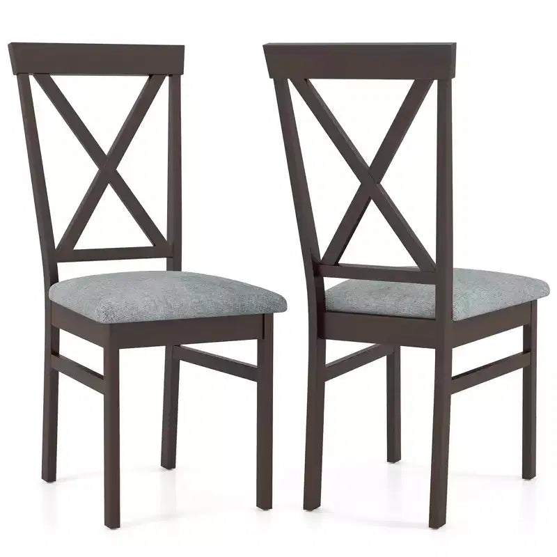Costway Modern Dining Chairs Set of 4 w/ Rubber Wood Frame Hollowed Backrest for Kitchen