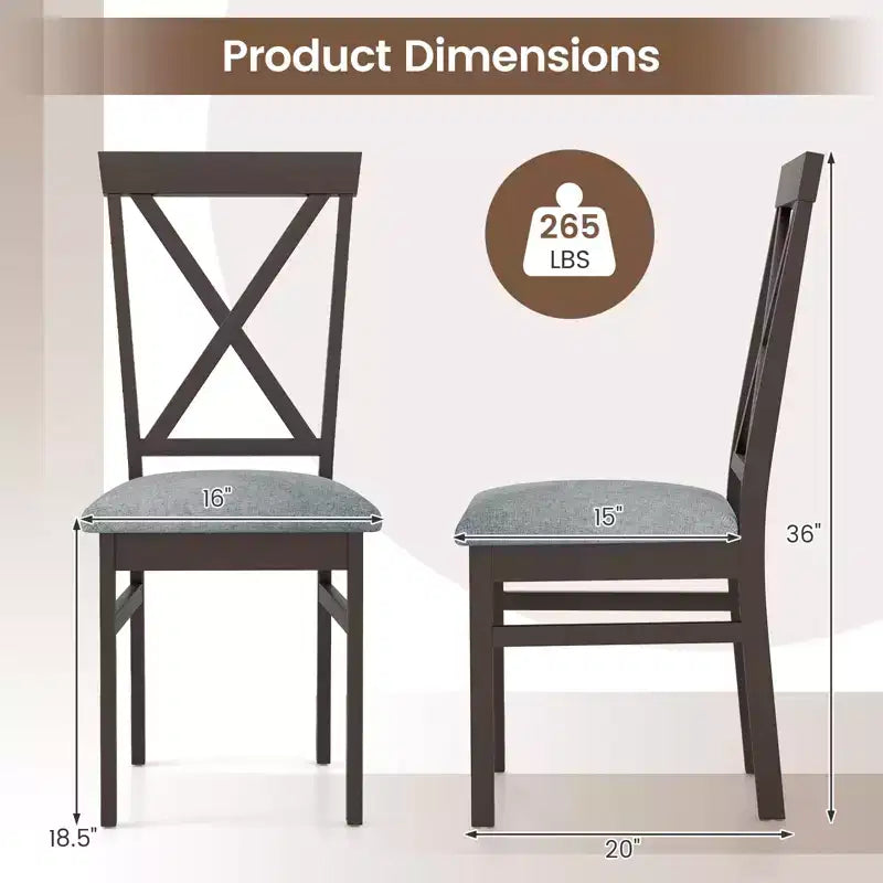 Costway Modern Dining Chairs Set of 4 w/ Rubber Wood Frame Hollowed Backrest for Kitchen