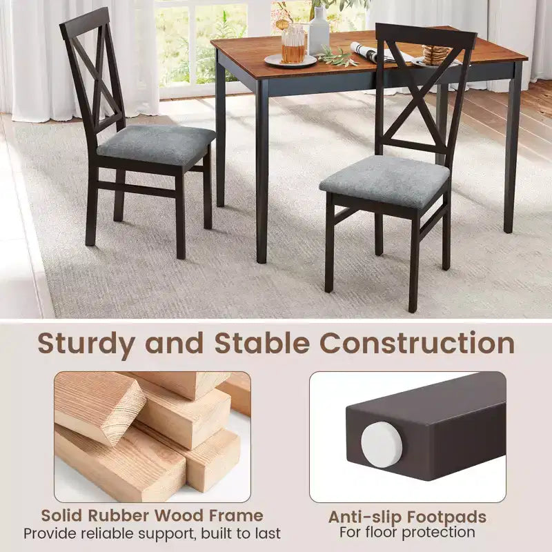 Costway Modern Dining Chairs Set of 4 w/ Rubber Wood Frame Hollowed Backrest for Kitchen
