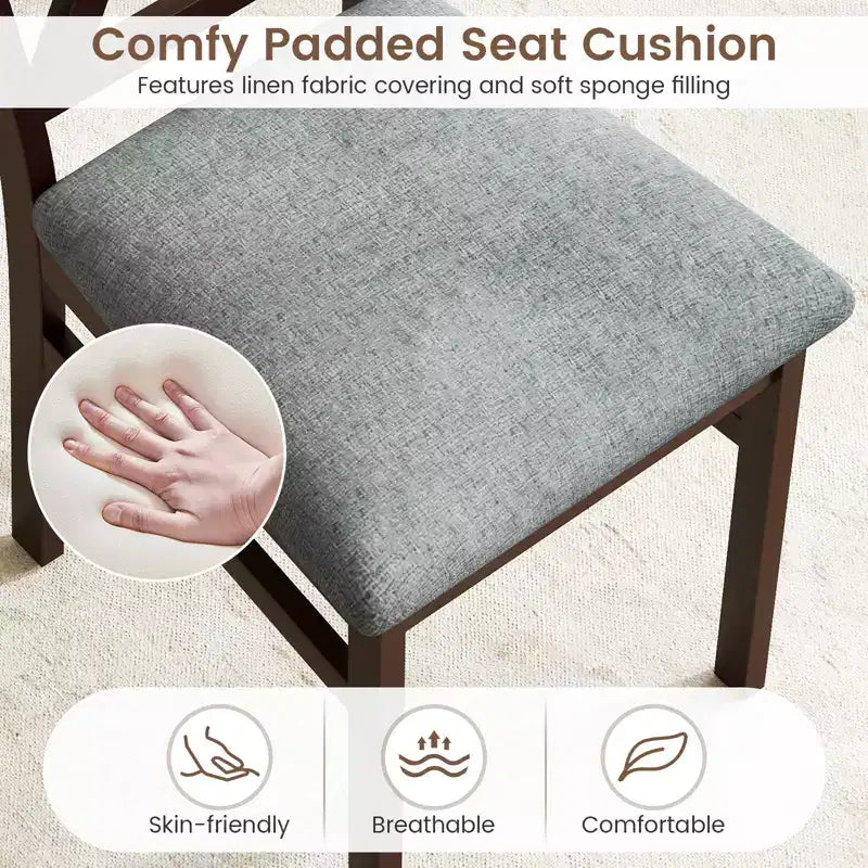 Costway Modern Dining Chairs Set of 4 w/ Rubber Wood Frame Hollowed Backrest for Kitchen
