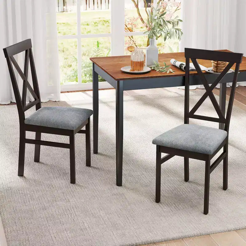 Costway Modern Dining Chairs Set of 4 w/ Rubber Wood Frame Hollowed Backrest for Kitchen