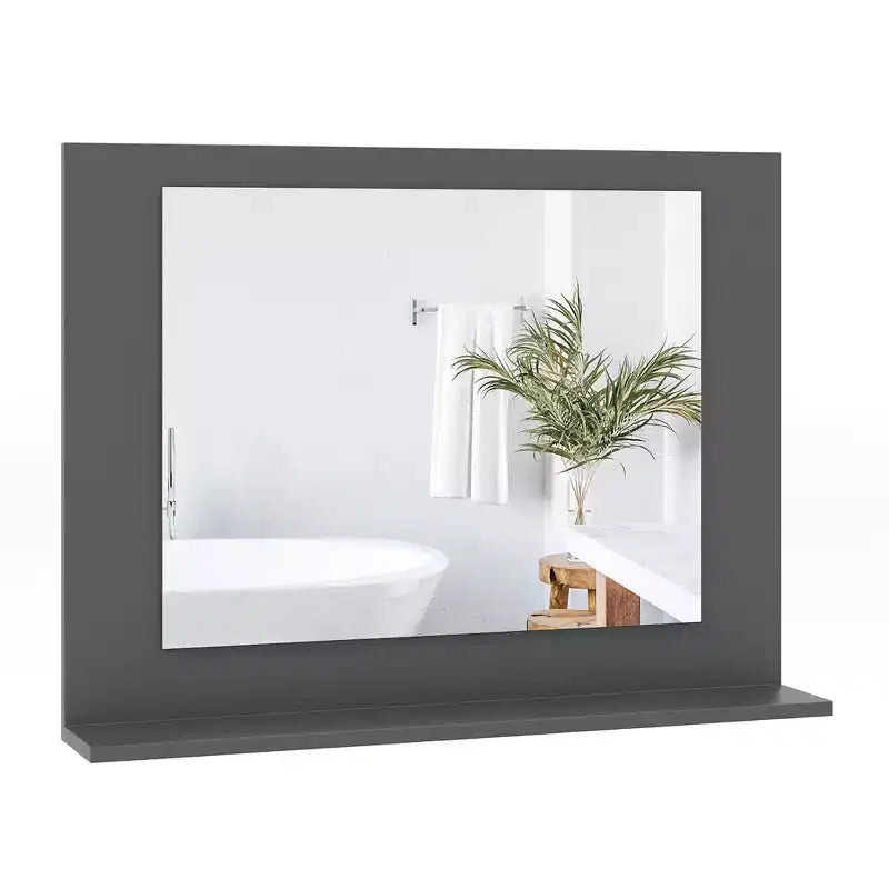 Costway Bathroom Mirror w/ Shelf 23.5 x 17.5 Rectangle Wood Frame Vanity Mirror